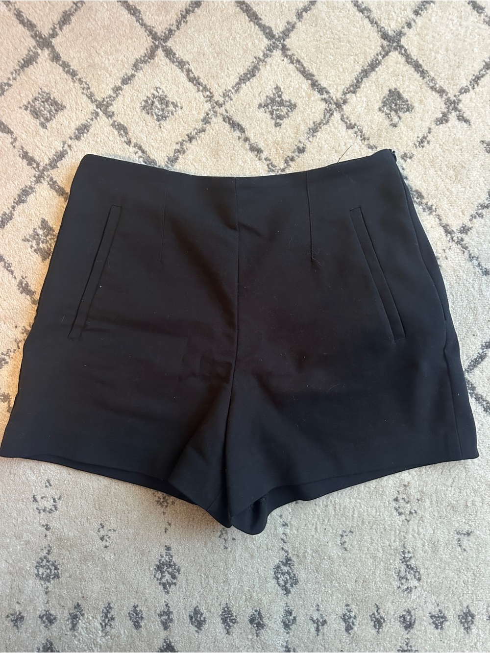 Zara Black High-Waist Tailored Shorts